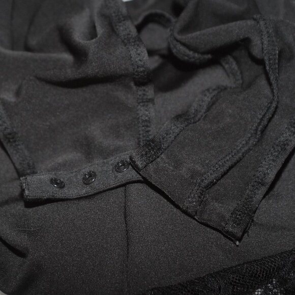 Sexy Peekaboo Bodysuit EUC Medium Black Lace See Through Top Bodycon Shirt - Picture 8 of 8